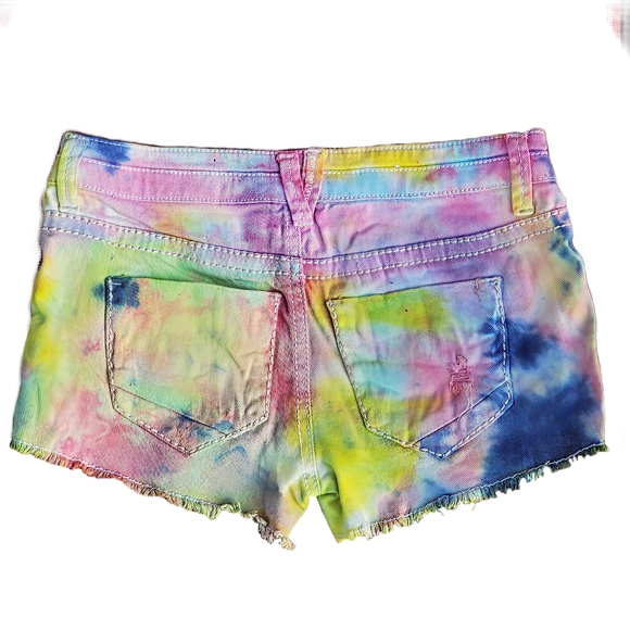 Distressed Tie Dye Splatter fringe Shorts - Picture 2 of 2